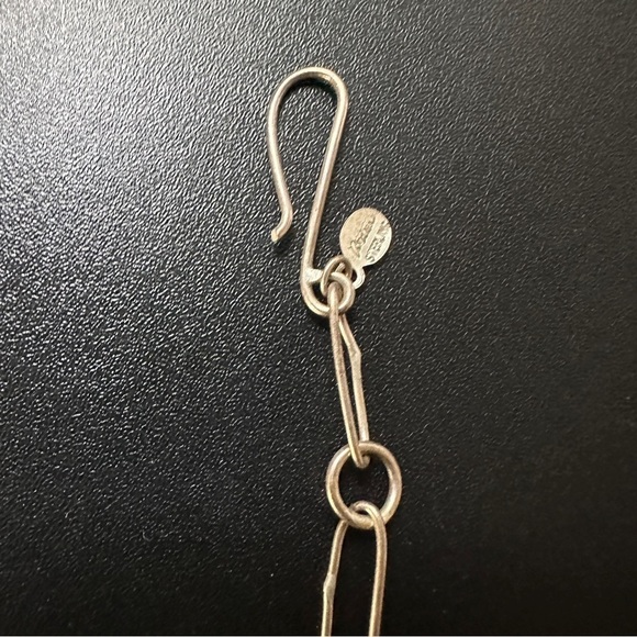 Handmade & Signed Sterling Silver Large Green & White Circle Necklace Vintage - Picture 12 of 14